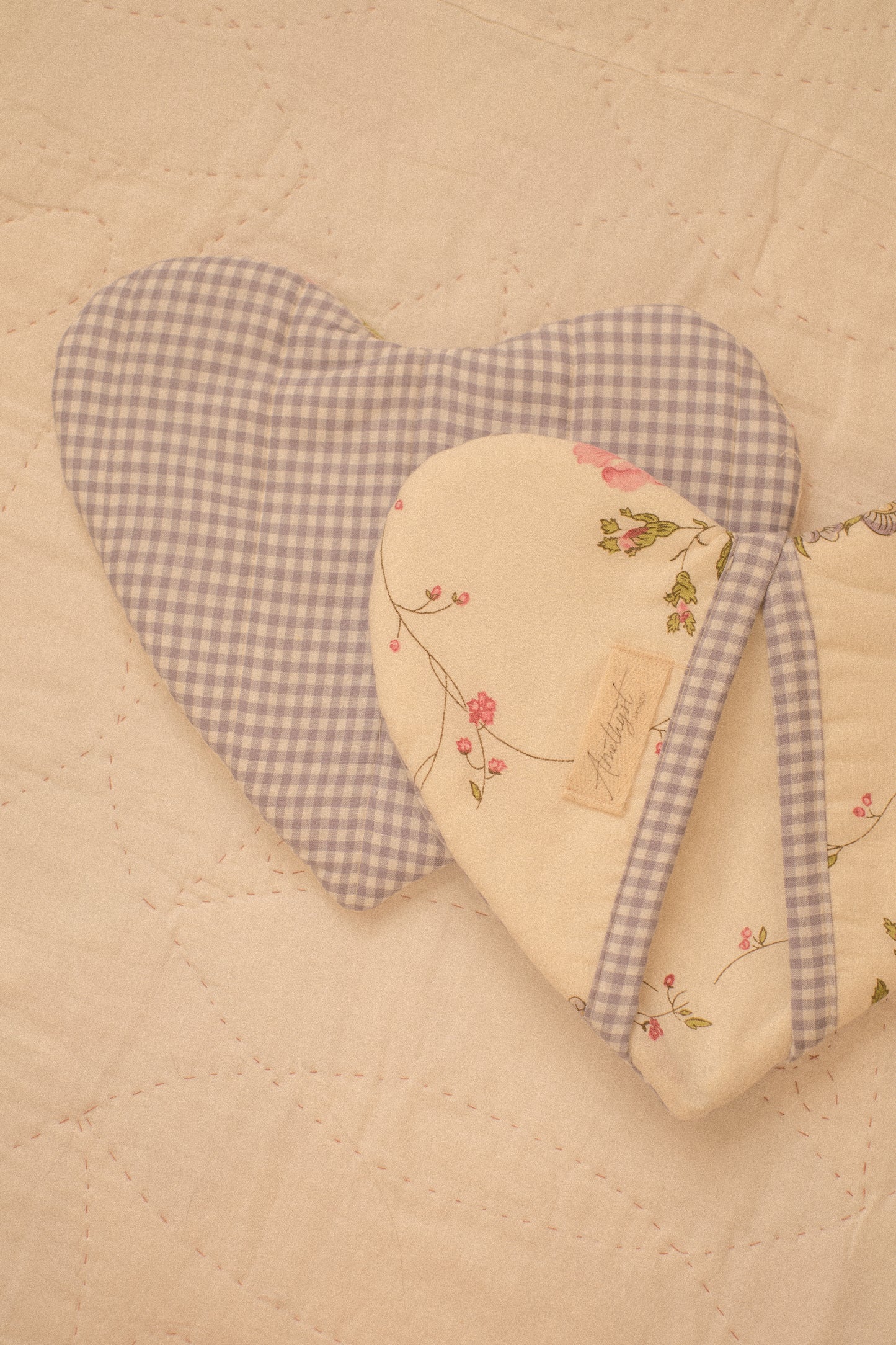 Handmade heart shaped oven mitts- viola
