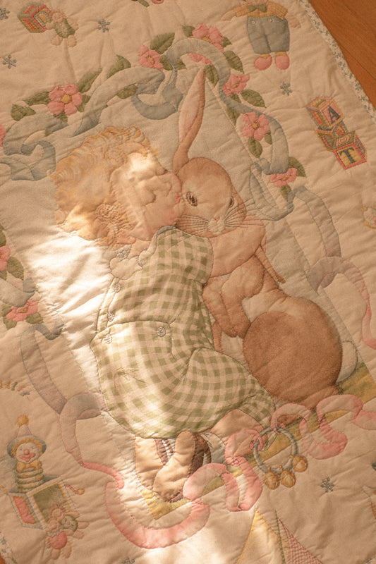 Vintage topstitch baby coverlet quilt