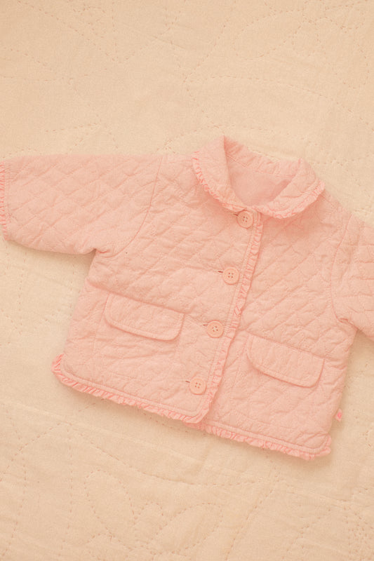Quilted pink ruffled baby jacket