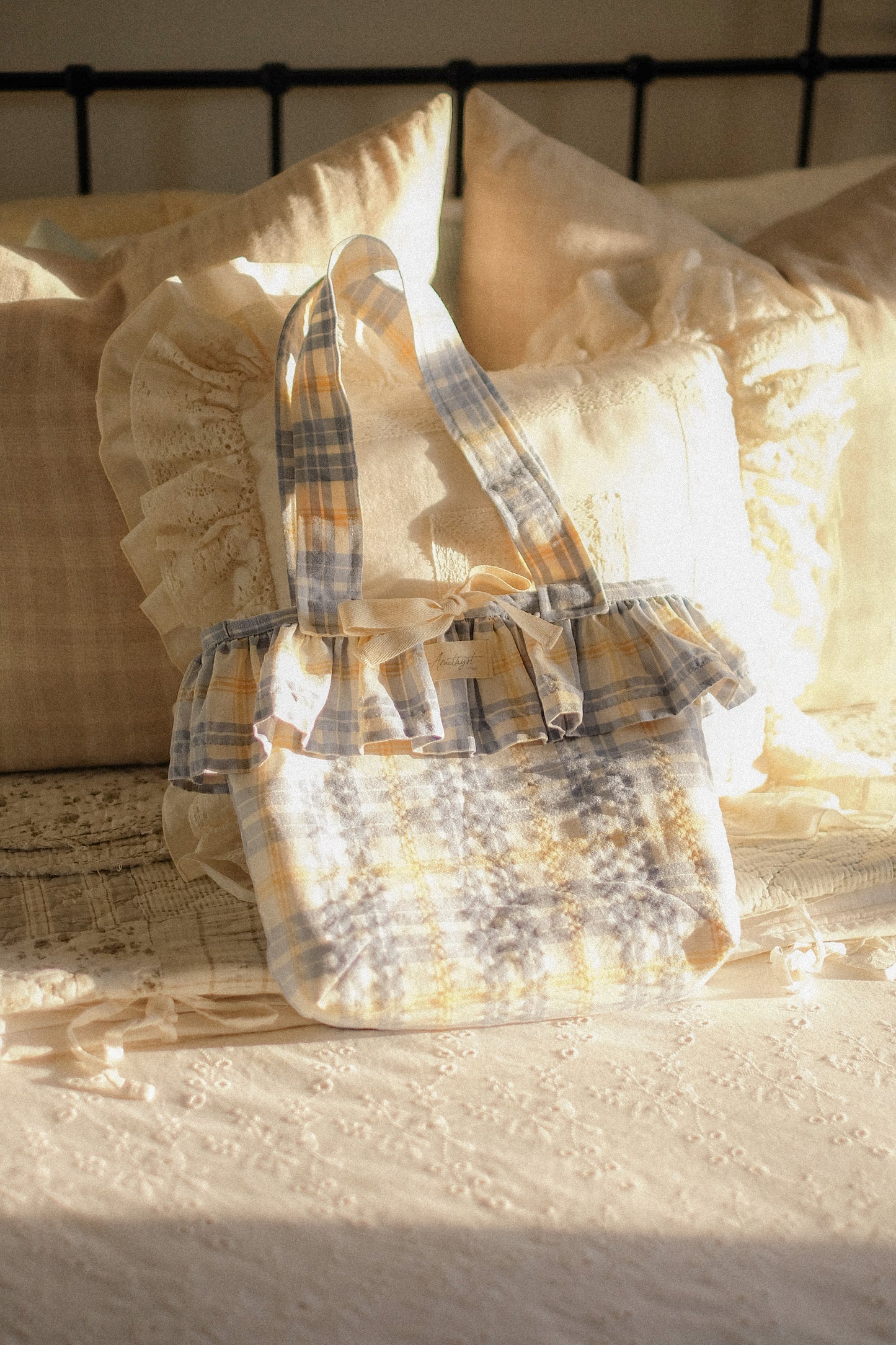 Handmade ruffled picnic tote