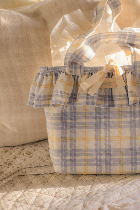 Handmade ruffled picnic tote