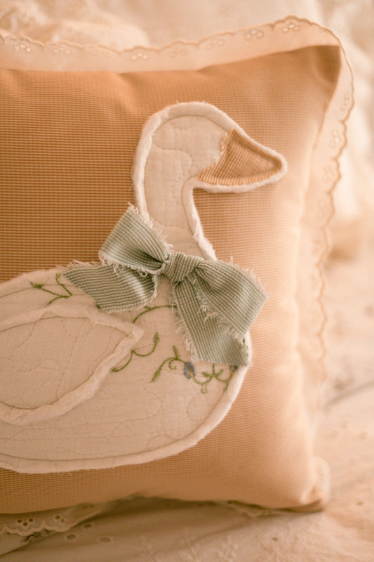 Handmade patchwork quilted goose pillow