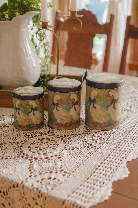 Vintage kitchen goose tins