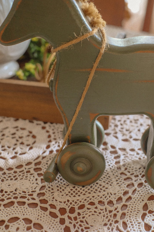Vintage wooden toy horse decoration