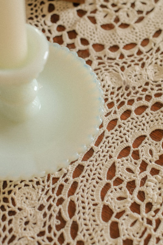 Vintage milk glass tapered candle stick holder