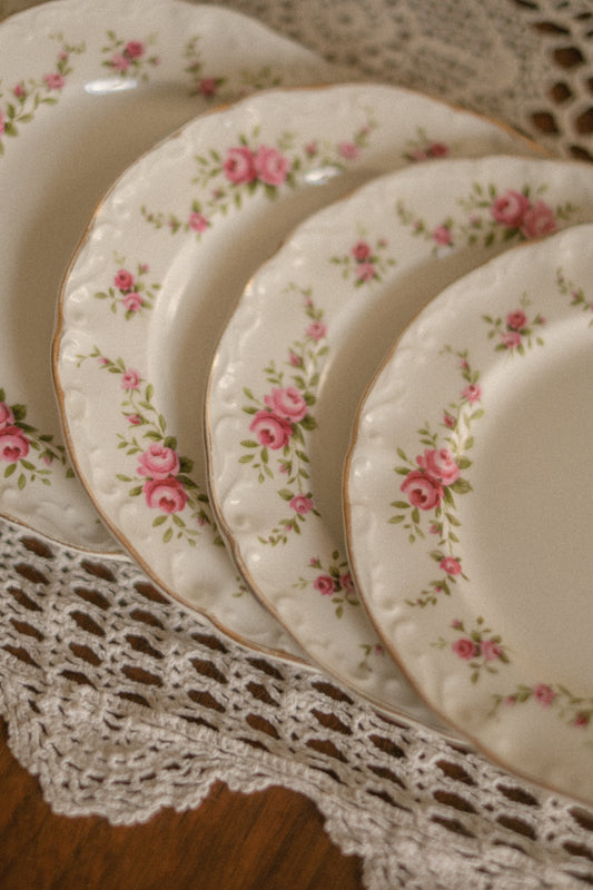 Vintage rose gold trimmed dessert plates