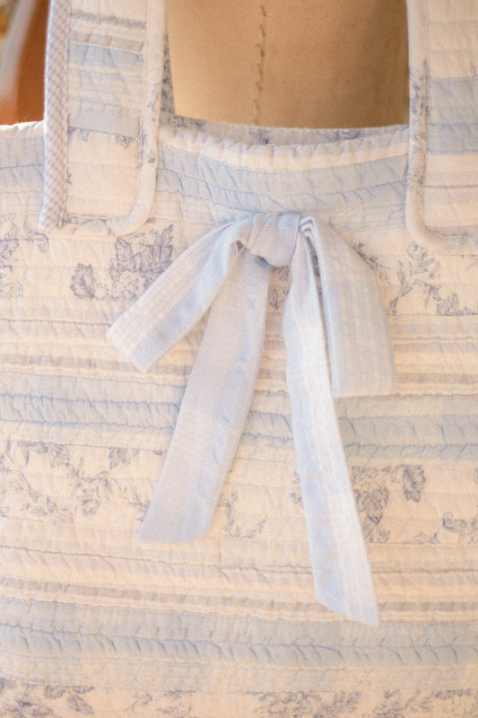 Handmade quilted mini tote bag - forget me not