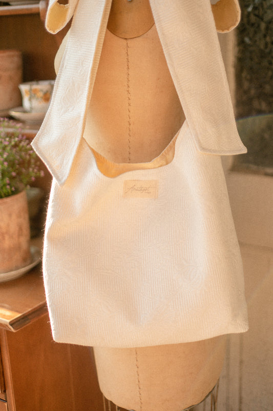 Handmade Ribbon tote - buttercream