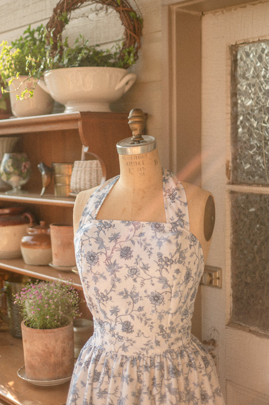 Handmade vintage apron set - Heirloom blue
