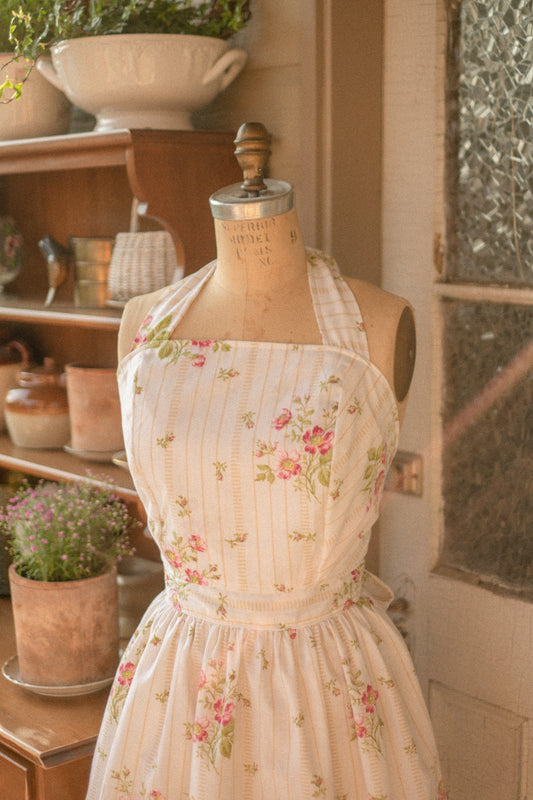 Handmade vintage apron set - petit jardin