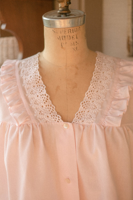 vintage cotton pink eyelet pyjamas set