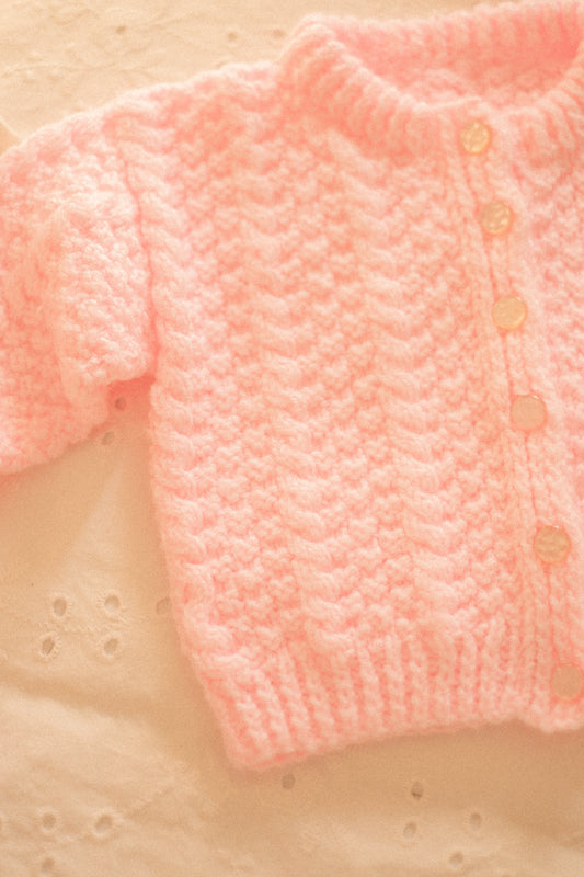 Vintage pink knit cardigan set