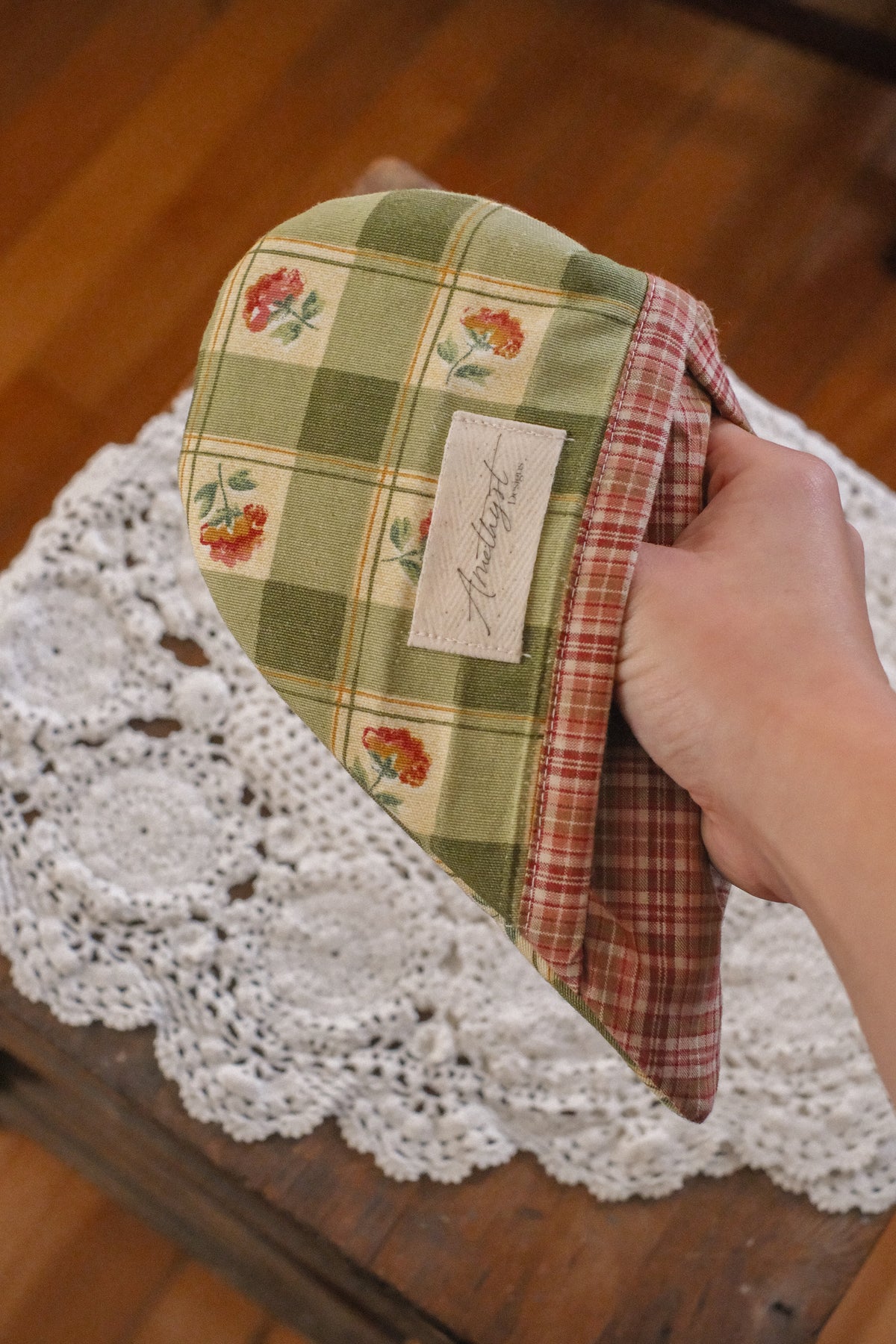 Handmade heart shaped oven mitt set - pomme verte🍏