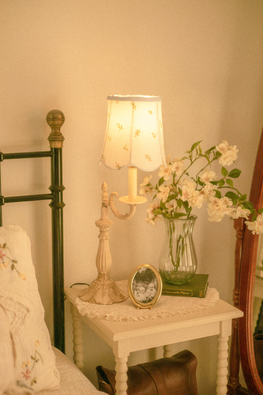 Vintage dainty fabric covered lampshade