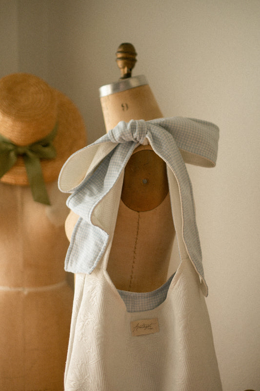 Handmade Ribbon tote - blueberry