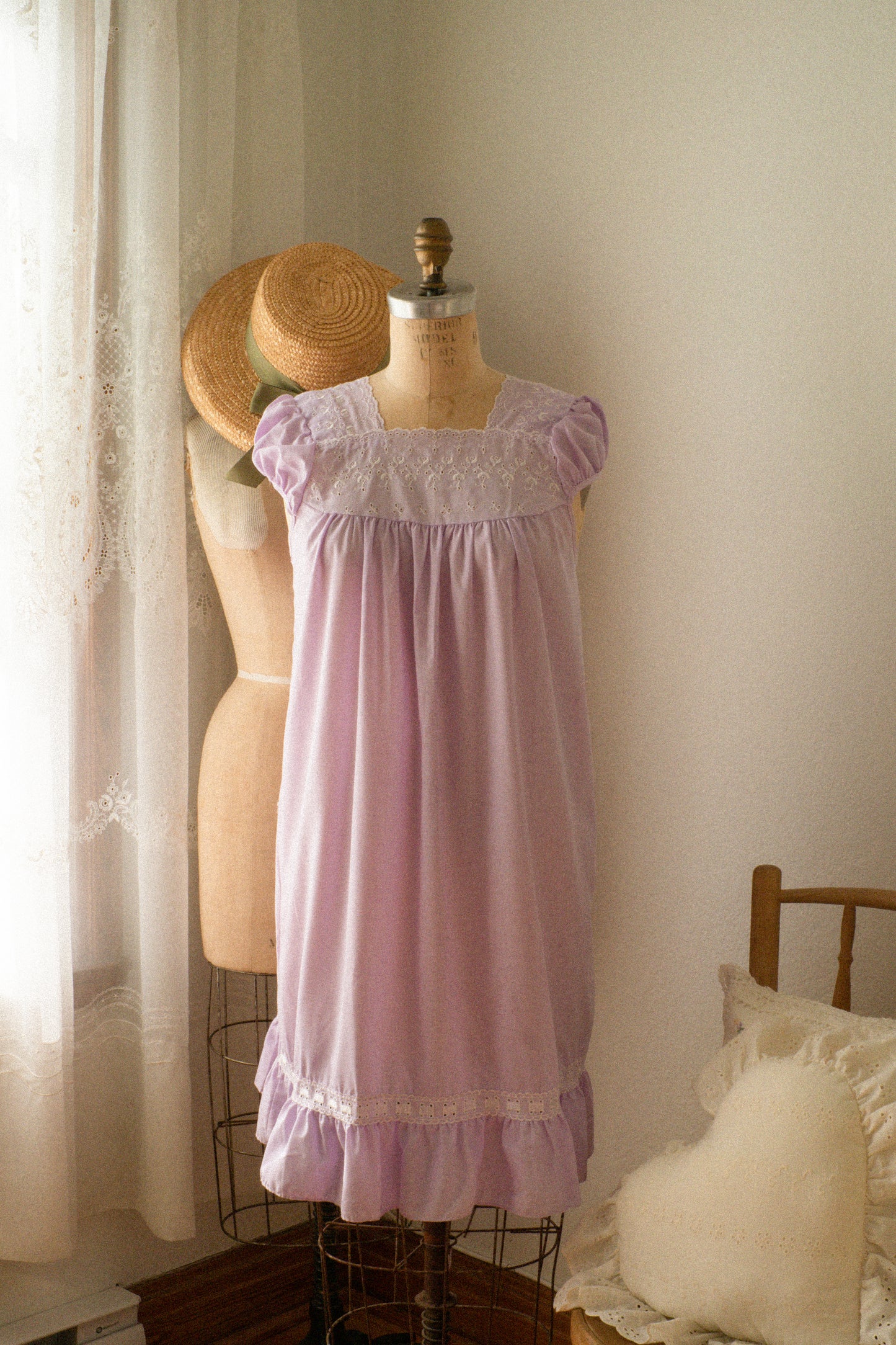 Vintage lilac eyelet sleep dress