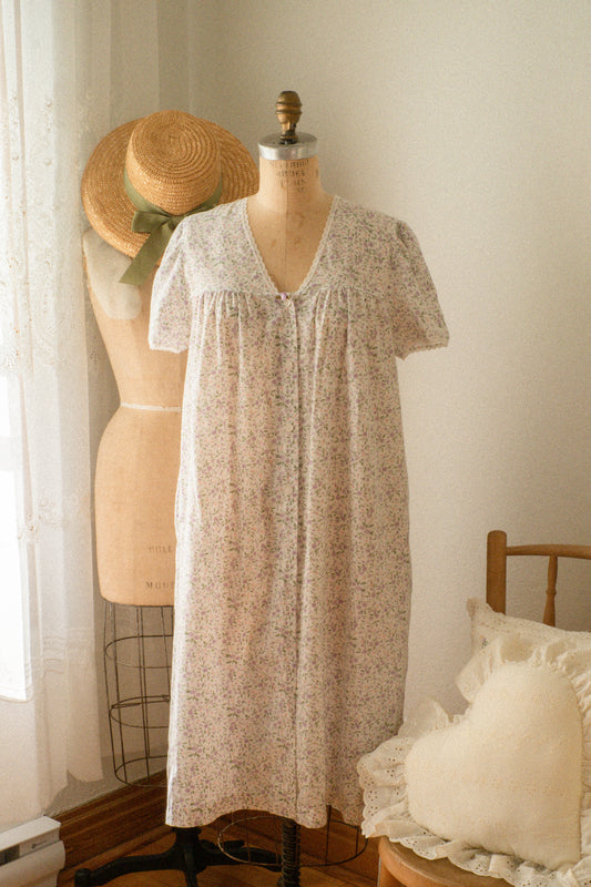 Vintage floral lace trimmed cotton sleep dress