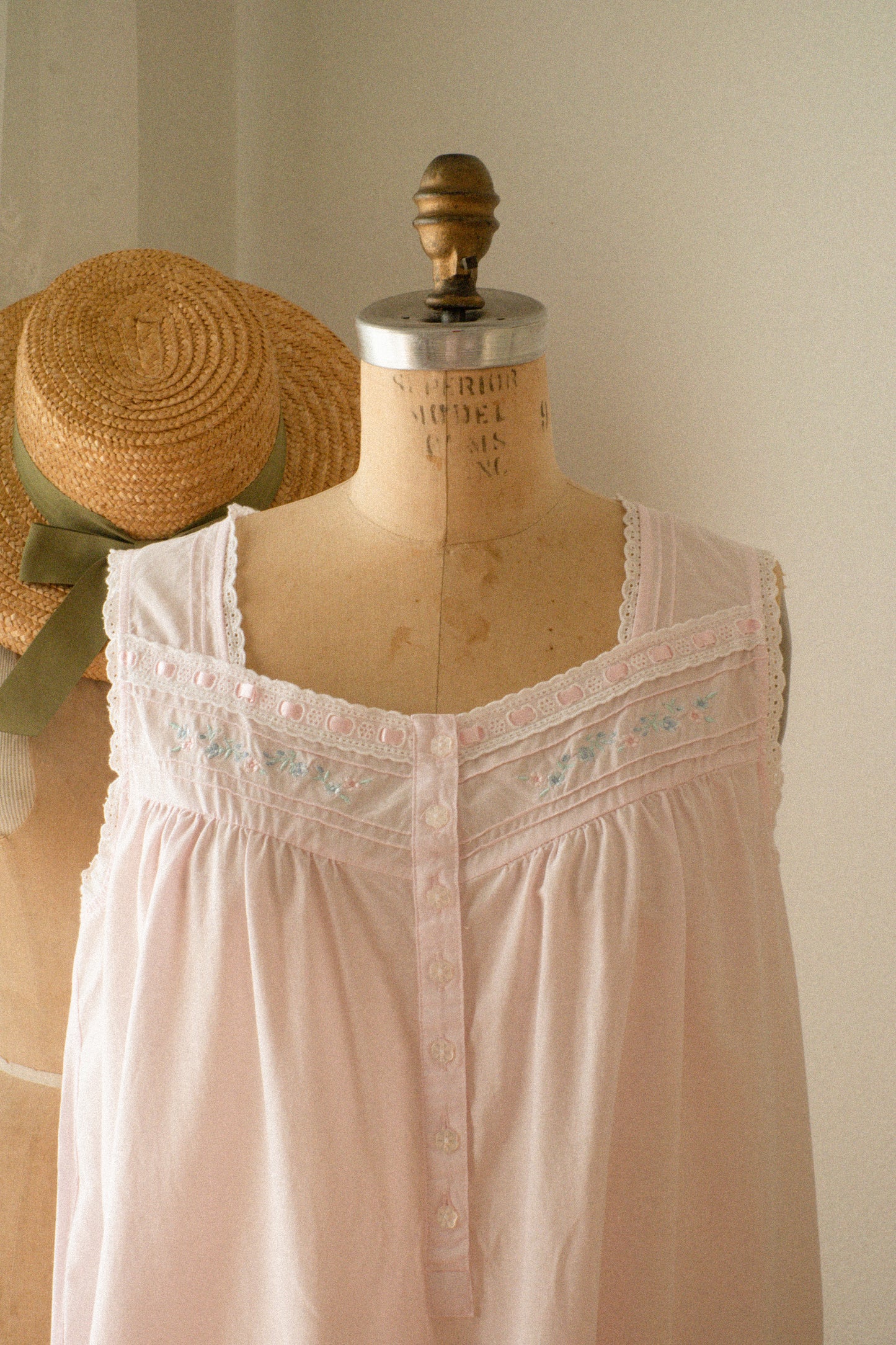 Vintage cotton embroidered pyjamas dress
