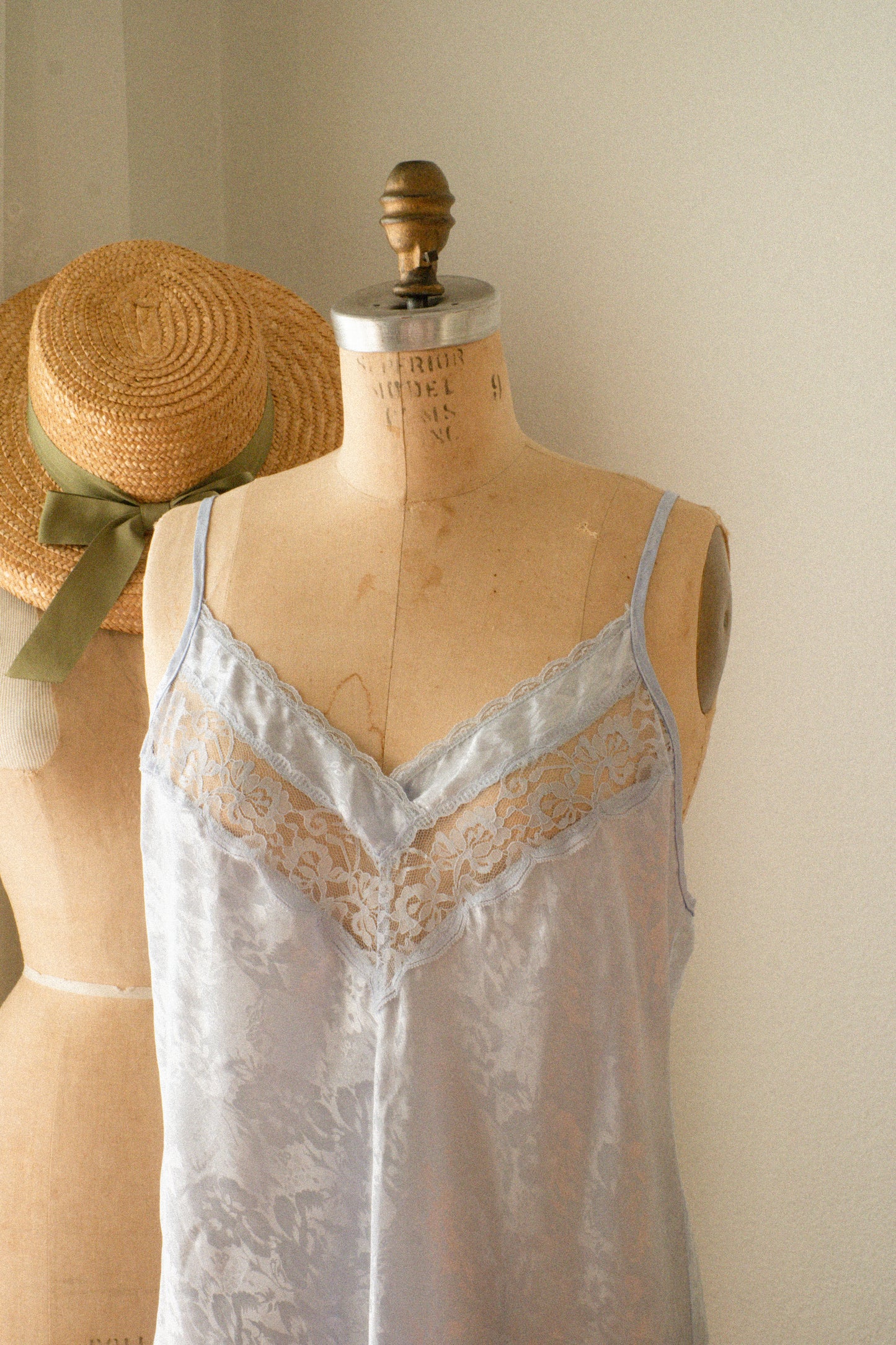 Vintage periwinkle satin slip dress