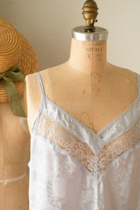 Vintage periwinkle satin slip dress