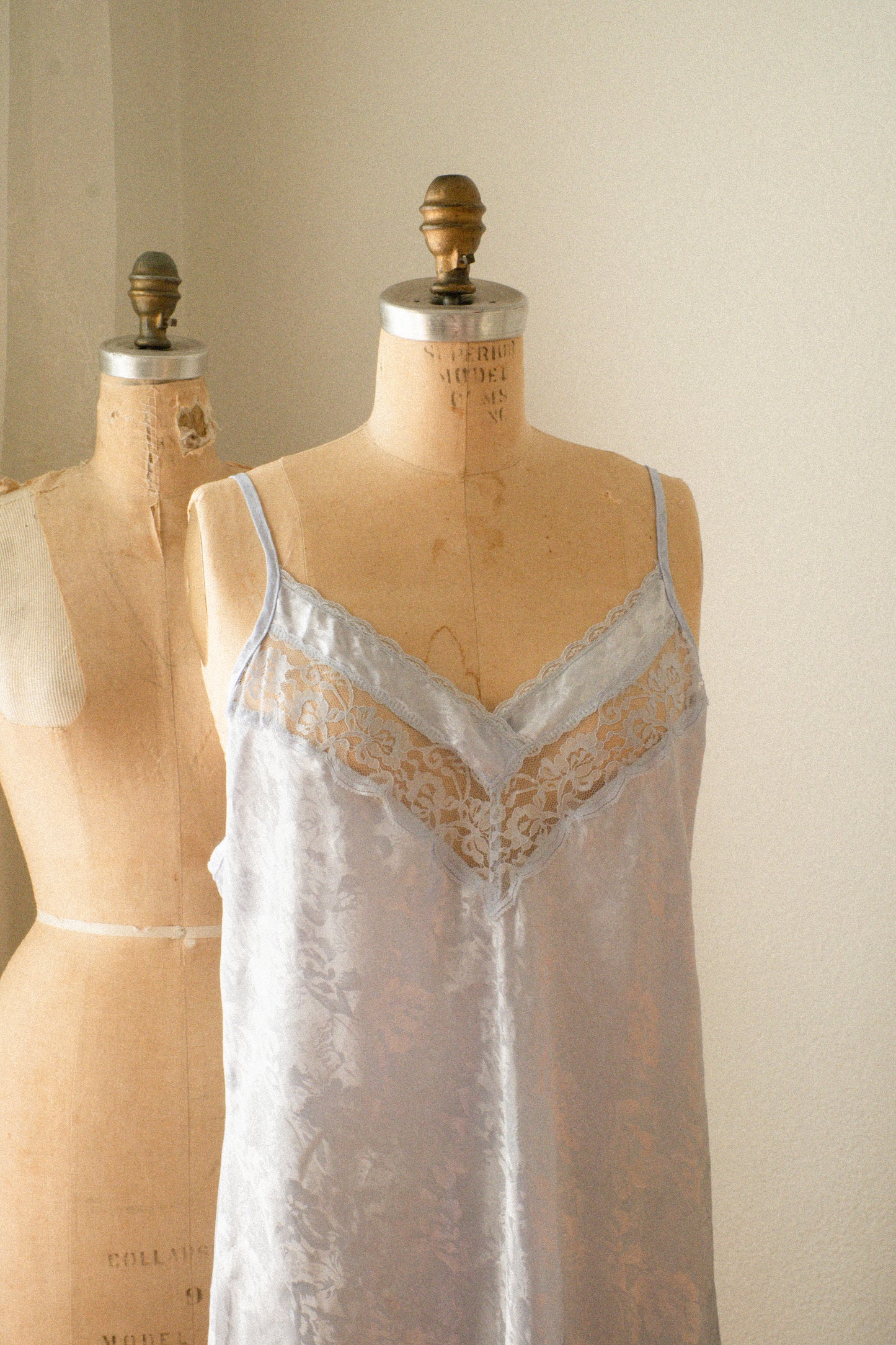 Vintage periwinkle satin slip dress