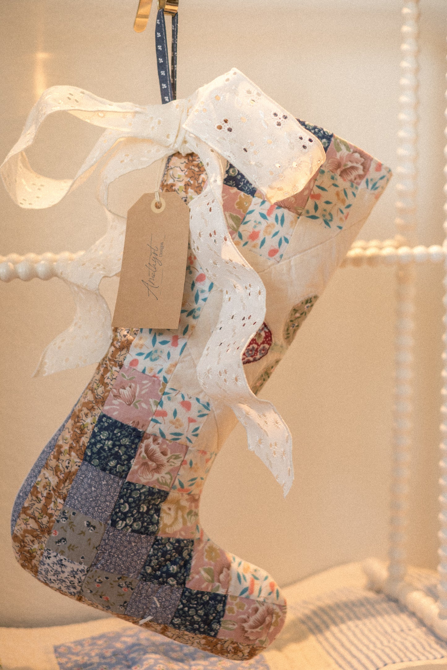 Handmade vintage holiday stocking - noel