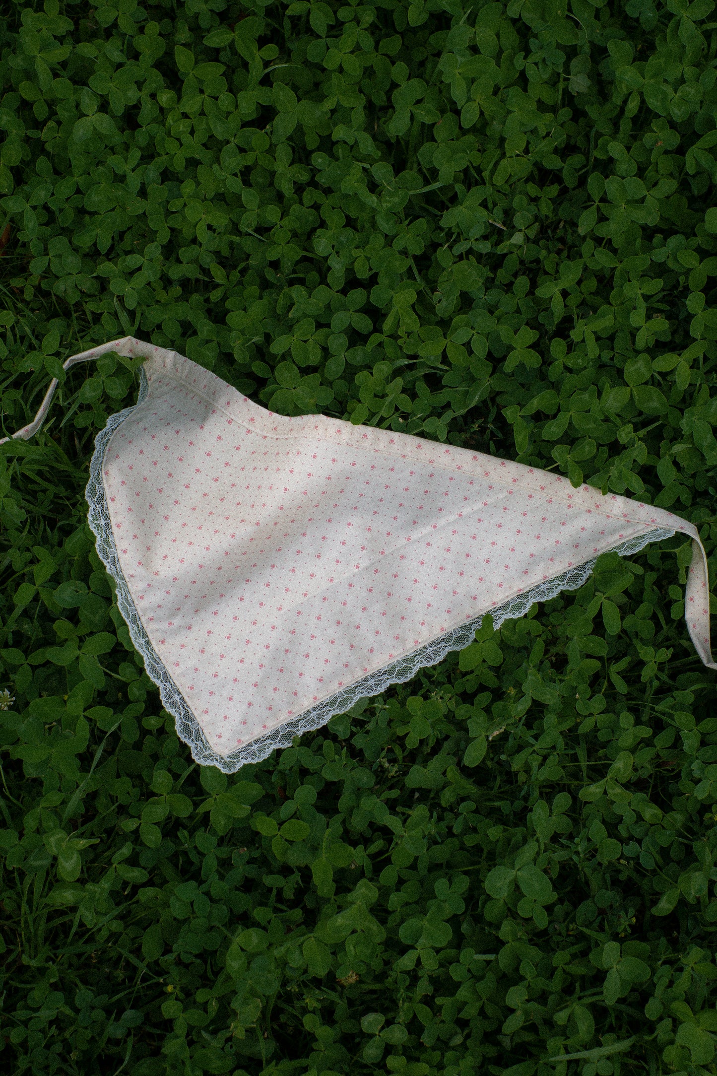 Handmade floral lace trimmed hankerchief bandana