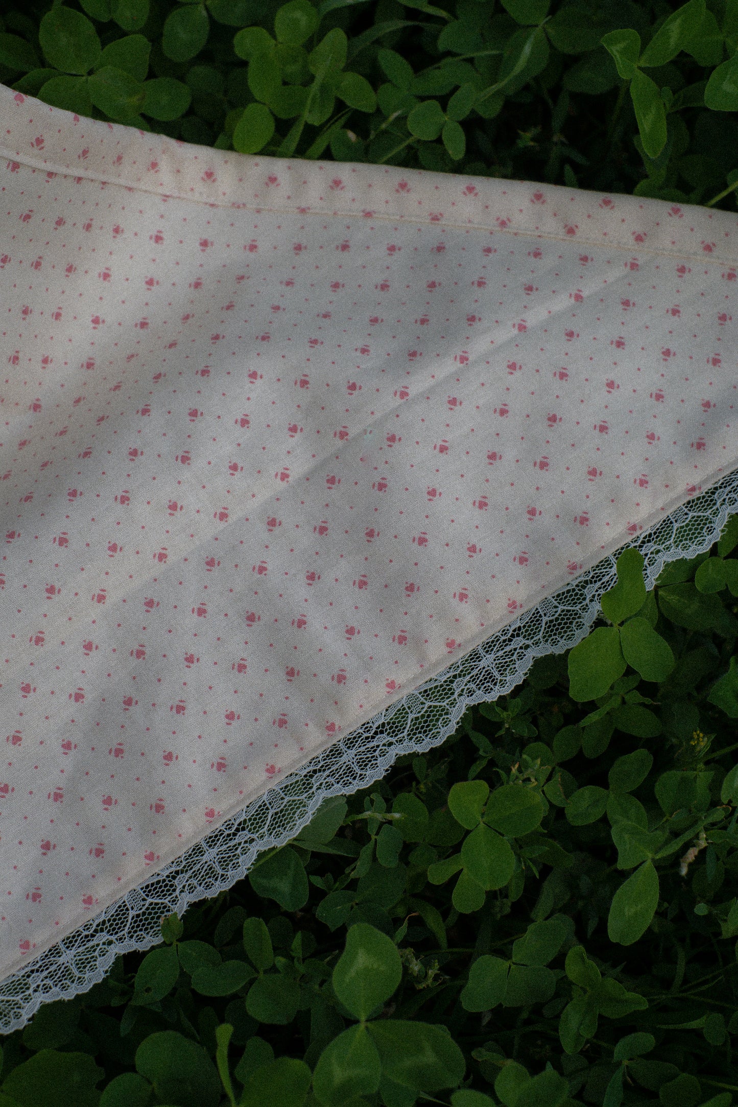 Handmade floral lace trimmed hankerchief bandana