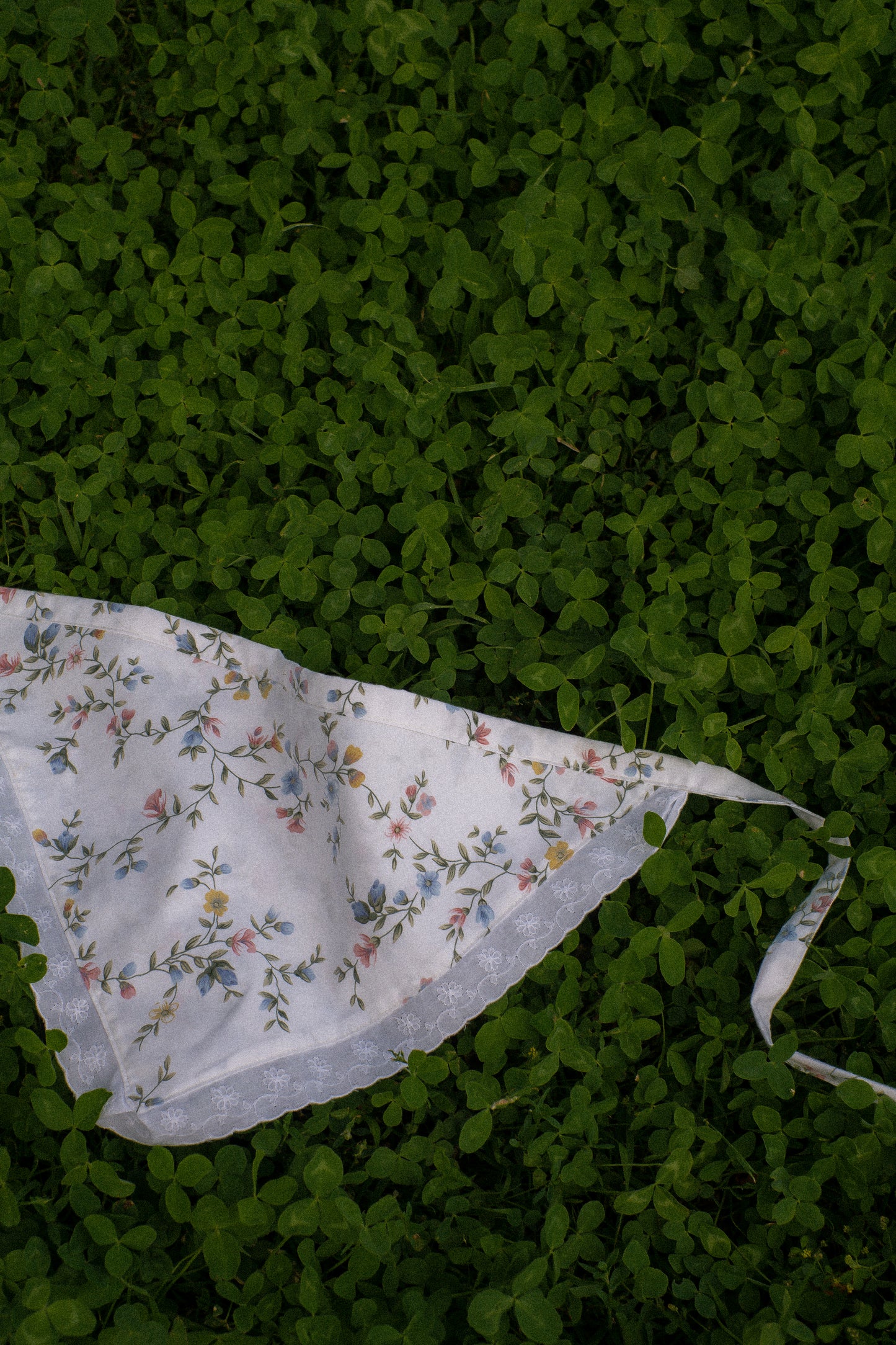 Handmade floral lace trimmed hankerchief bandana