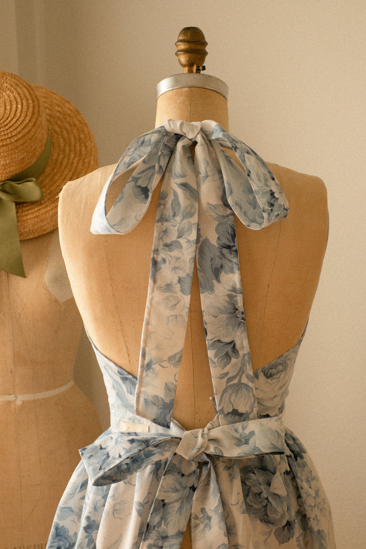 Handmade vintage inspired apron - porcelain