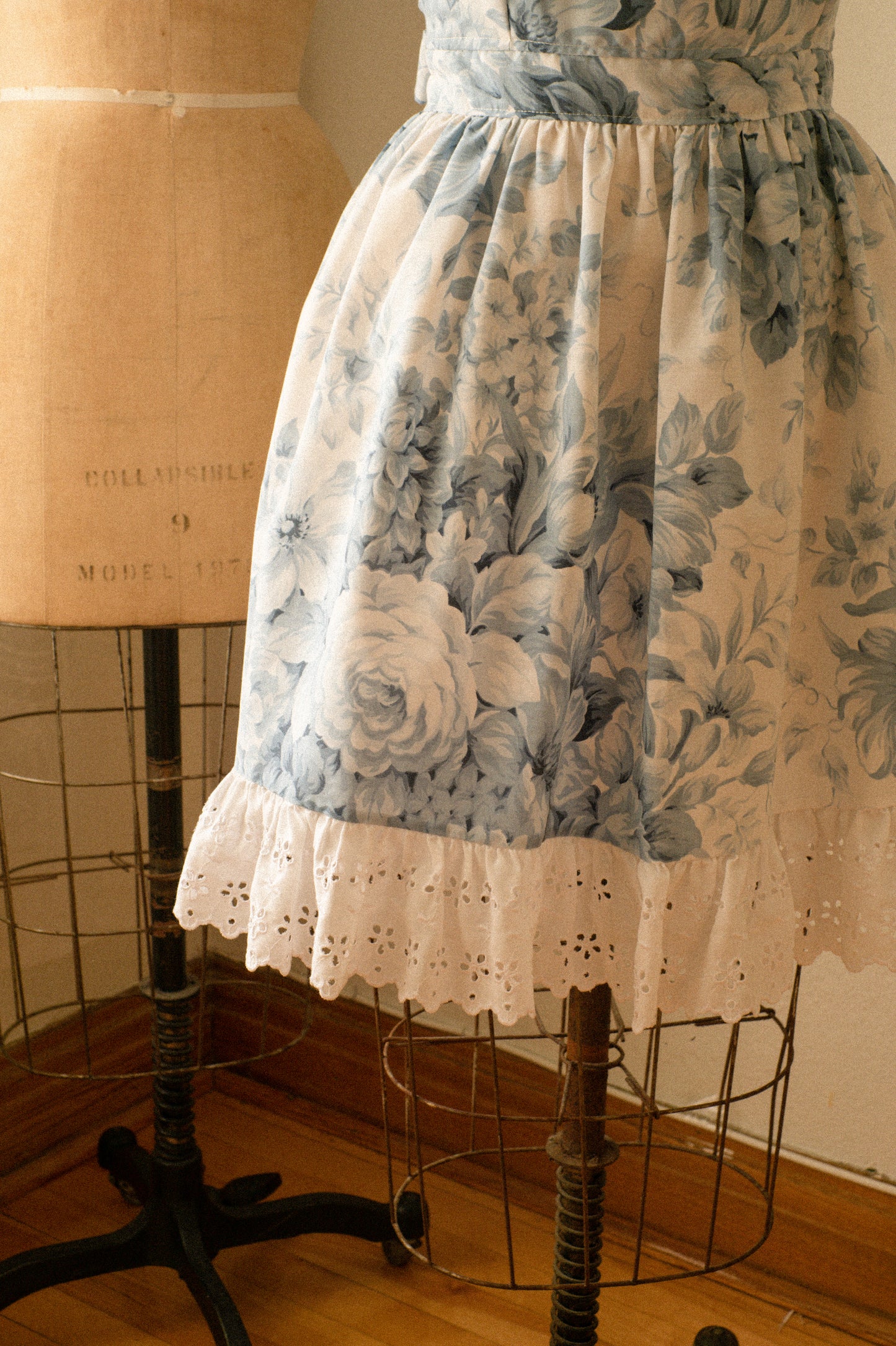 Handmade vintage inspired apron - porcelain