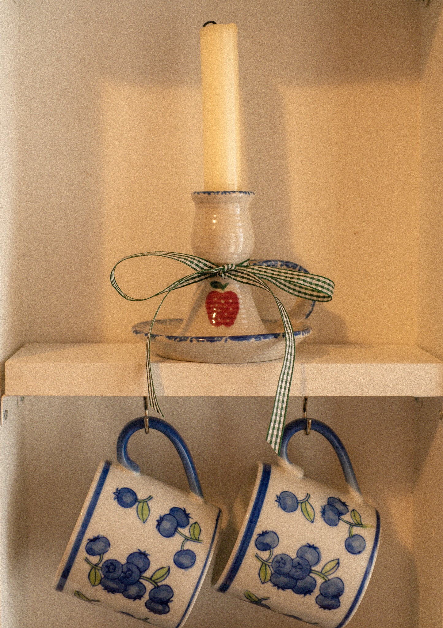 Vintage hand painted ceramic apple candle holder π