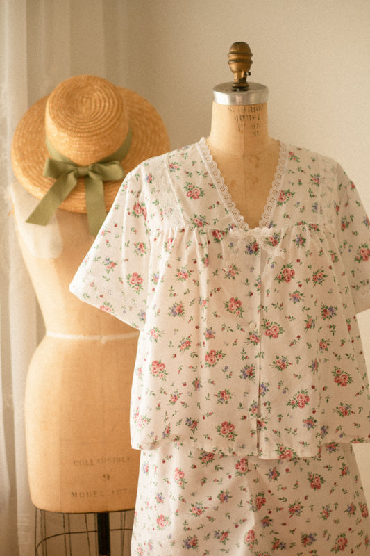 Vintage floral lacy pyjama set