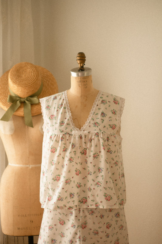 Vintage floral lacy pyjama set