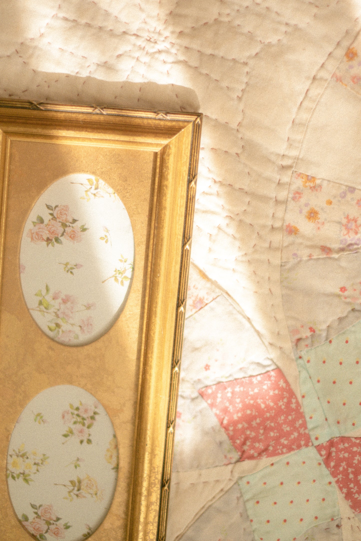 Vintage gold double picture frame