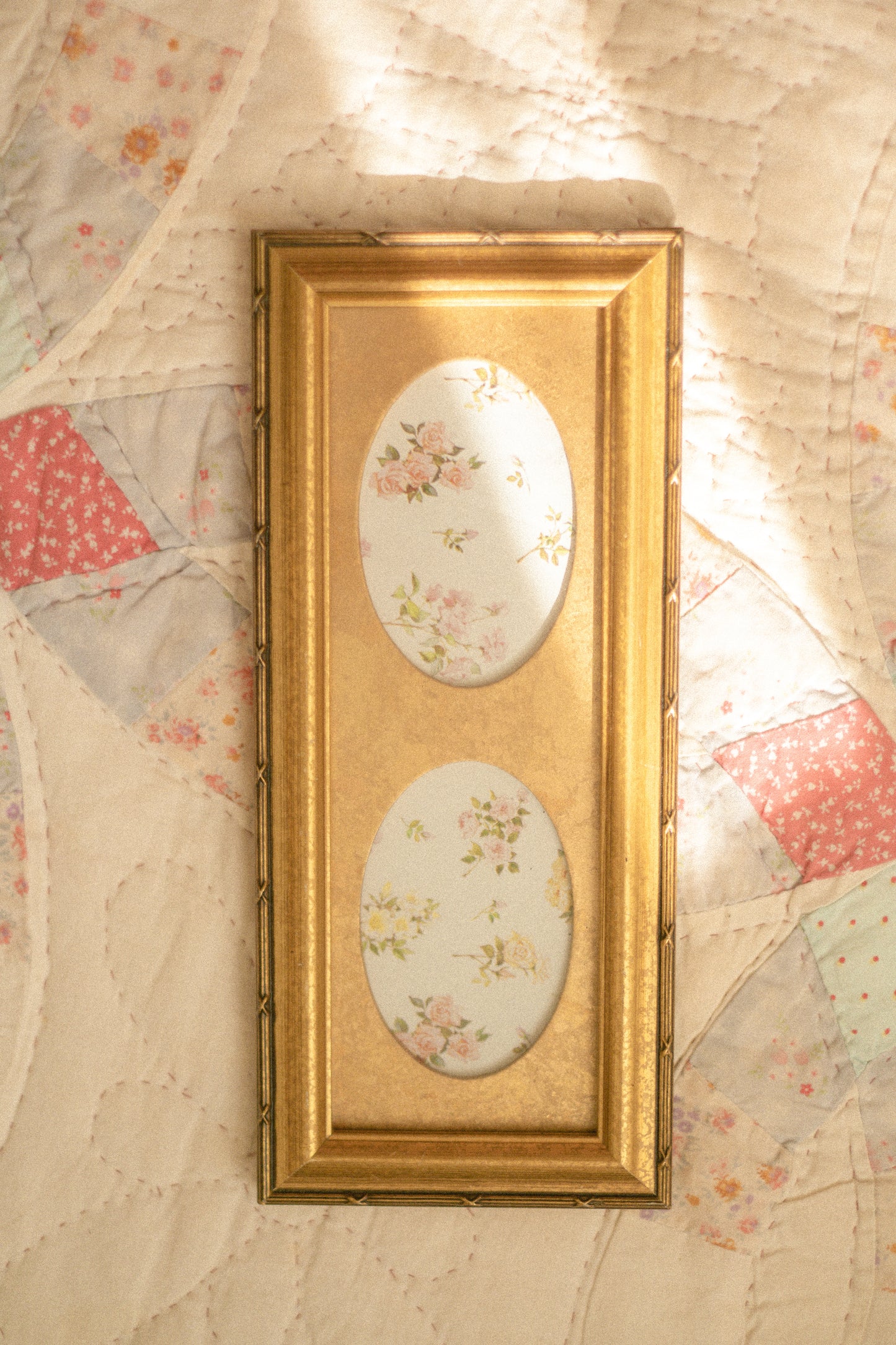 Vintage gold double picture frame