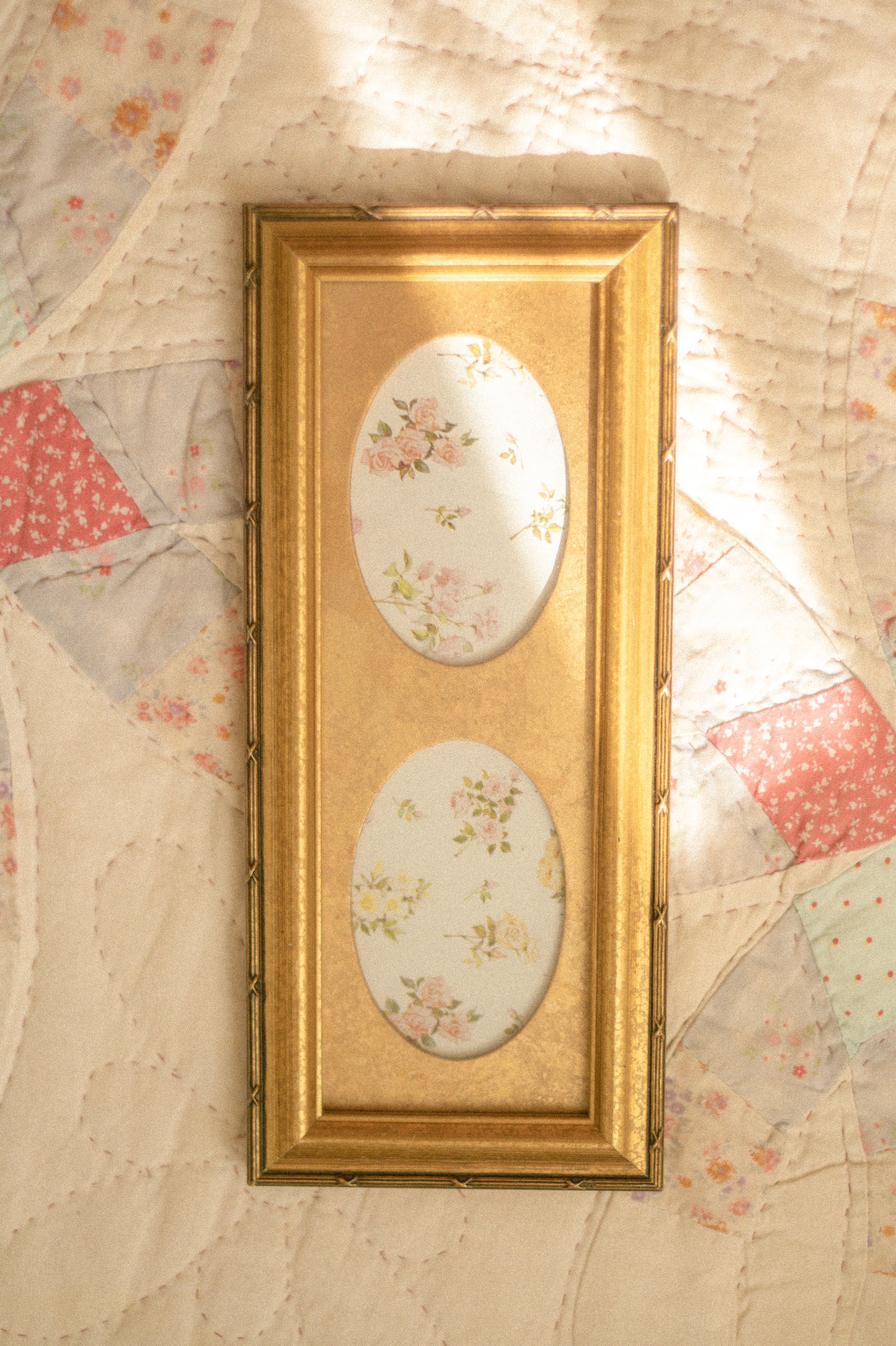 Vintage gold double picture frame