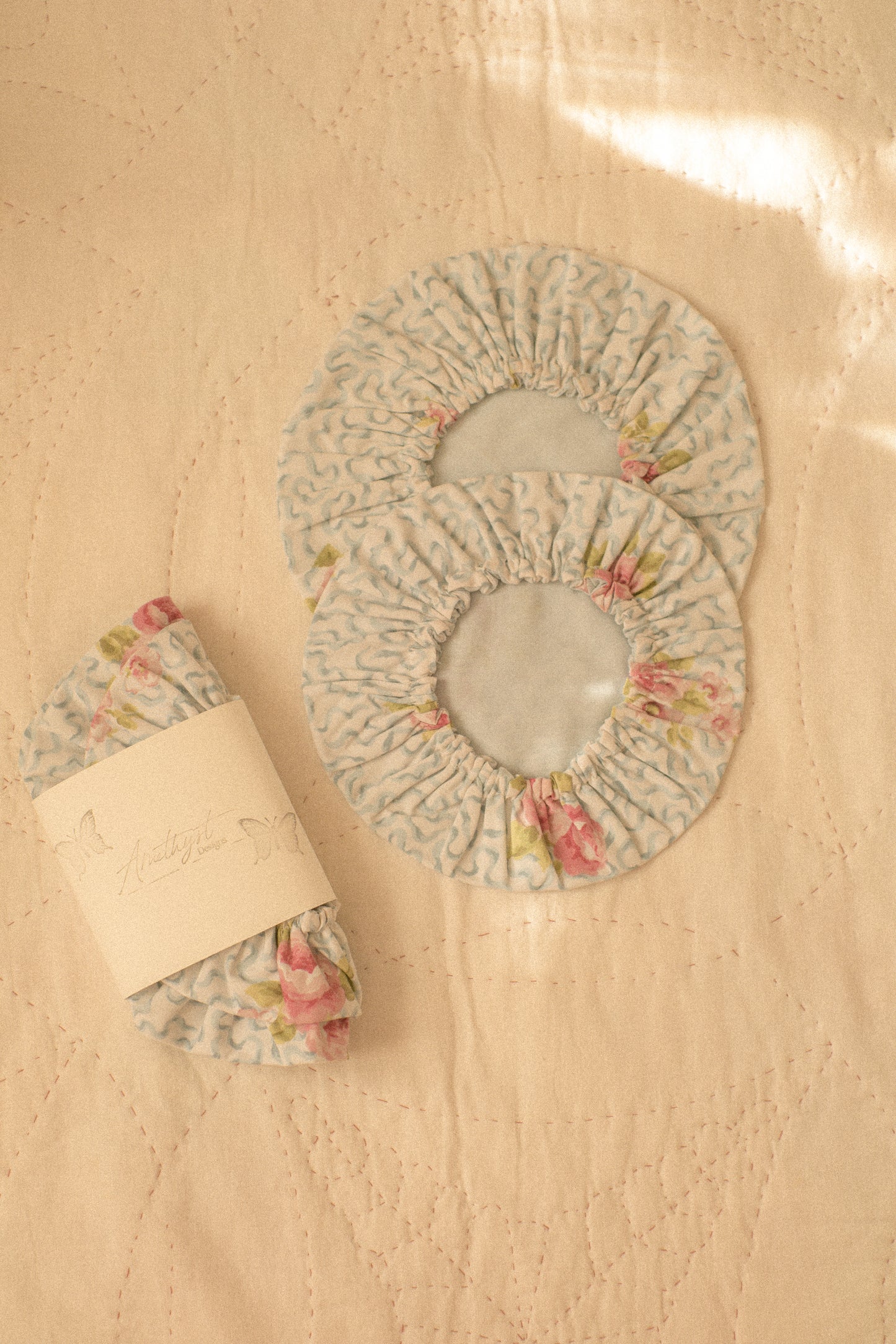 Handmade reusable bowl cover set - jardin rose