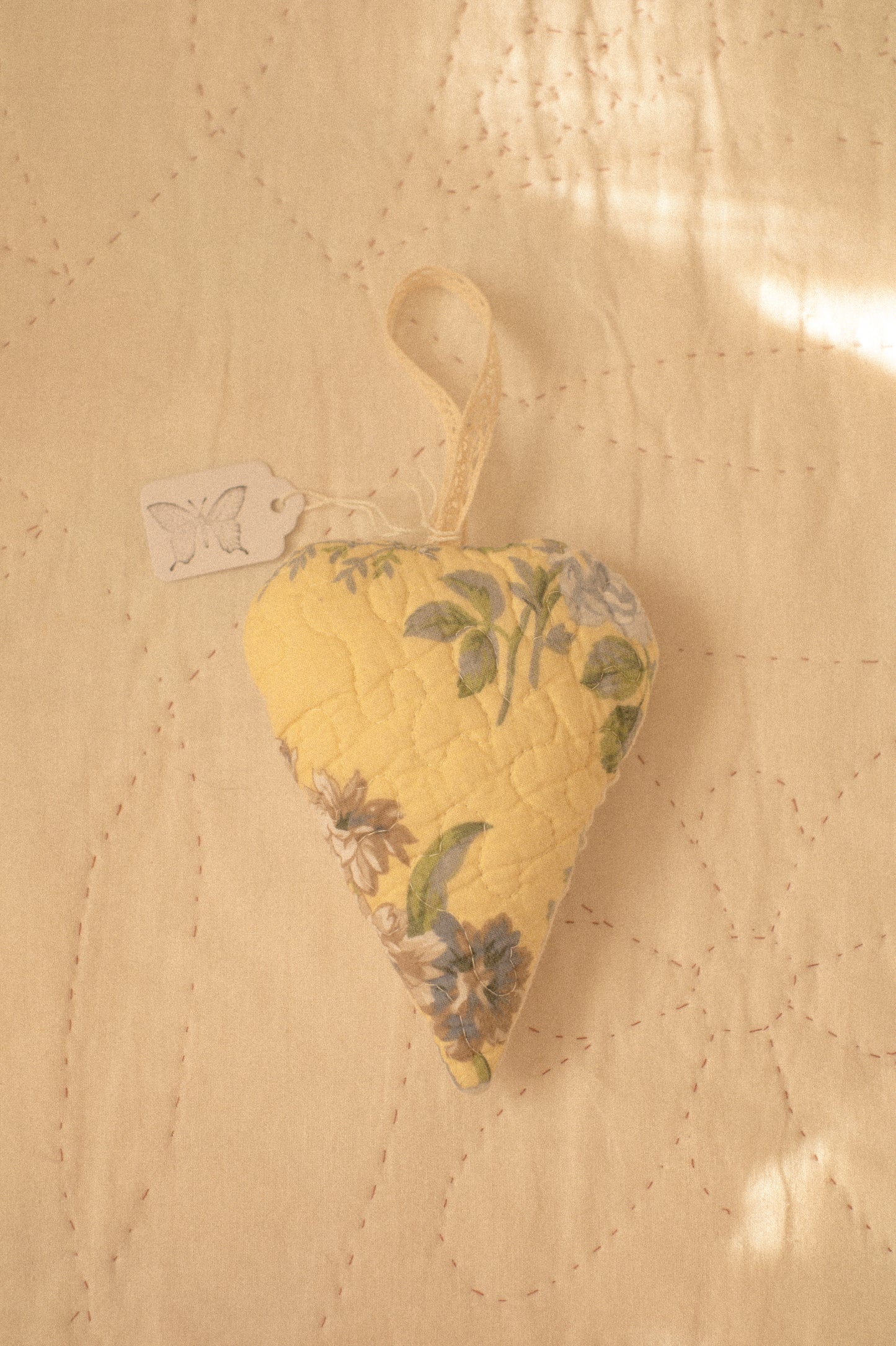 Handmade quilted heart shaped ornaments ♡