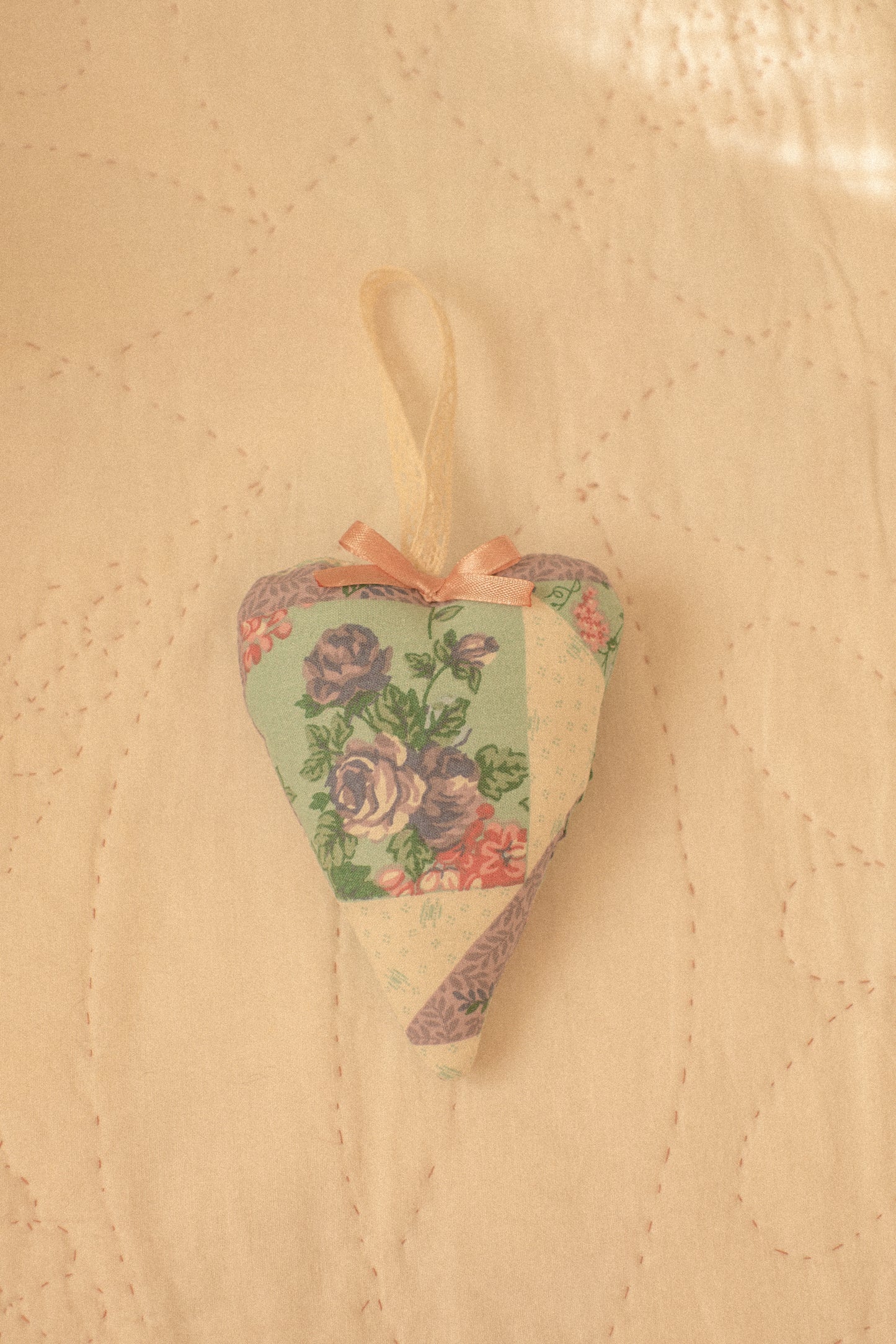Handmade quilted heart shaped ornaments ♡