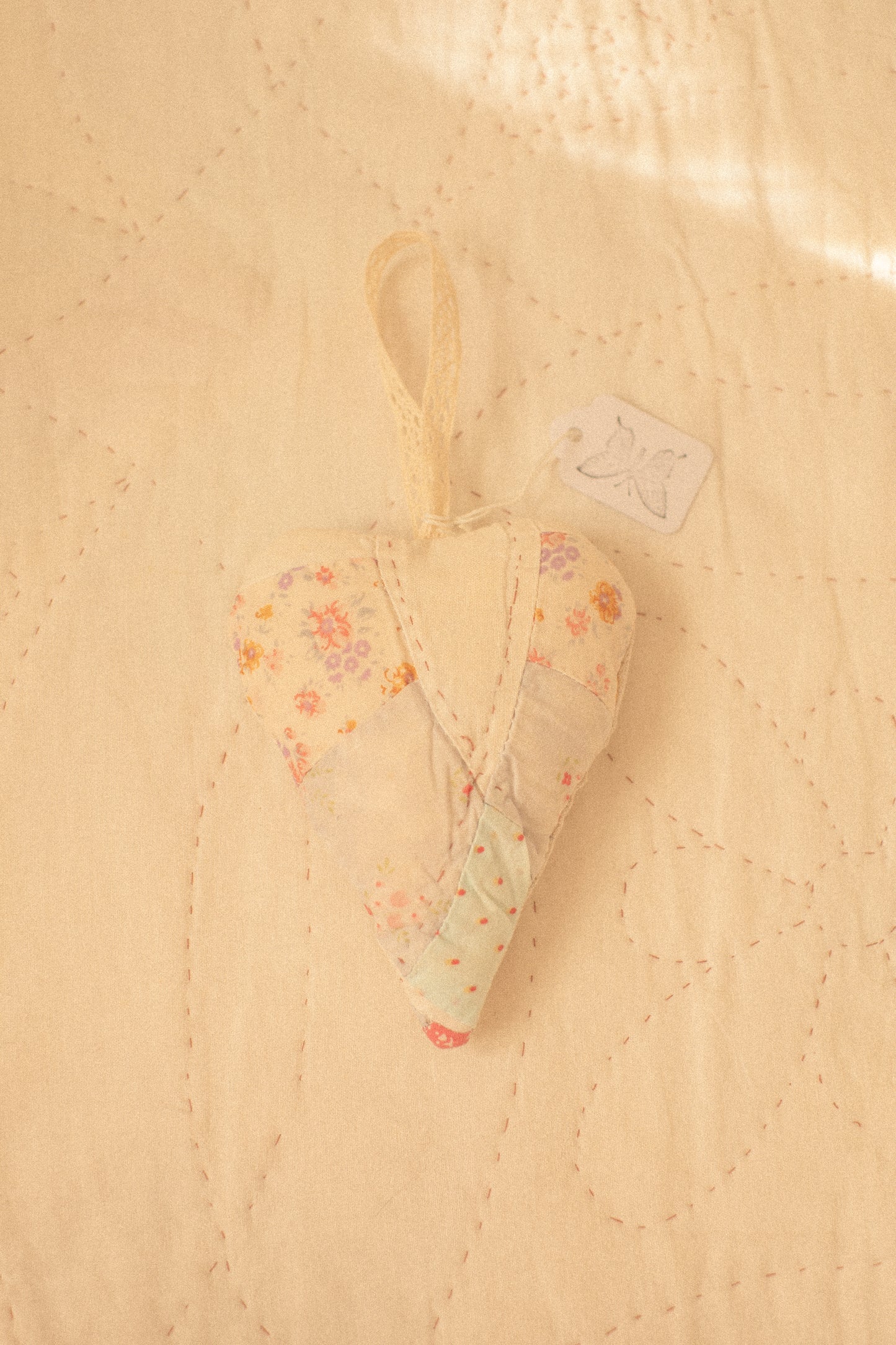 Handmade quilted heart shaped ornaments ♡