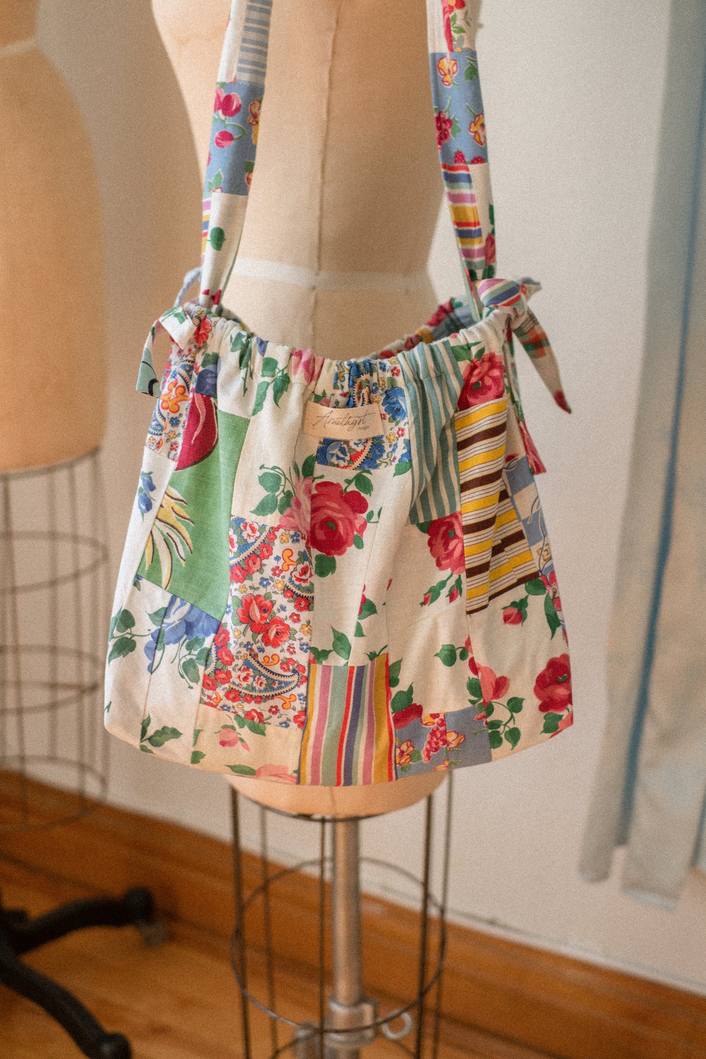 New! Handmade patchwork cotton tote bag - Printemps