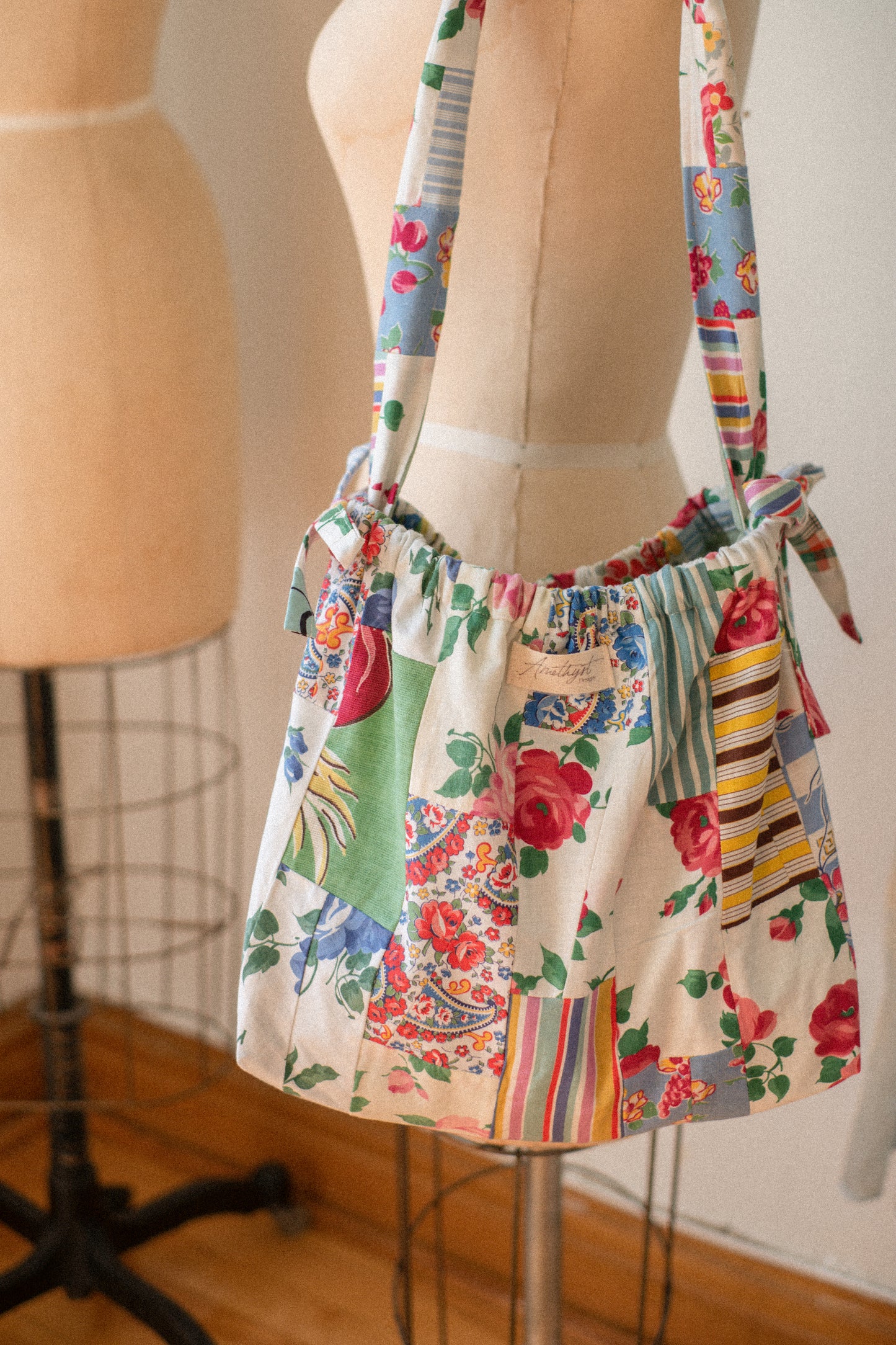 New! Handmade patchwork cotton tote bag - Printemps