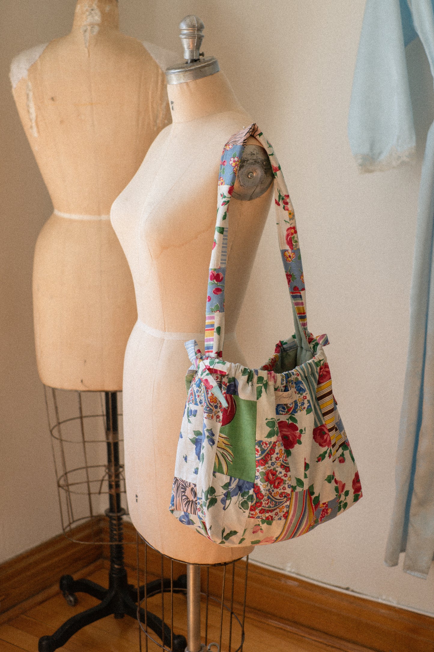 New! Handmade patchwork cotton tote bag - Printemps