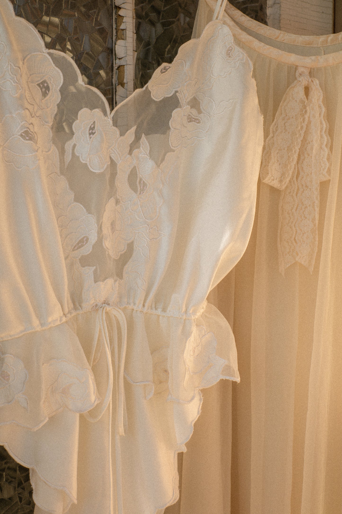 Vintage satin ruffled lingerie playsuit