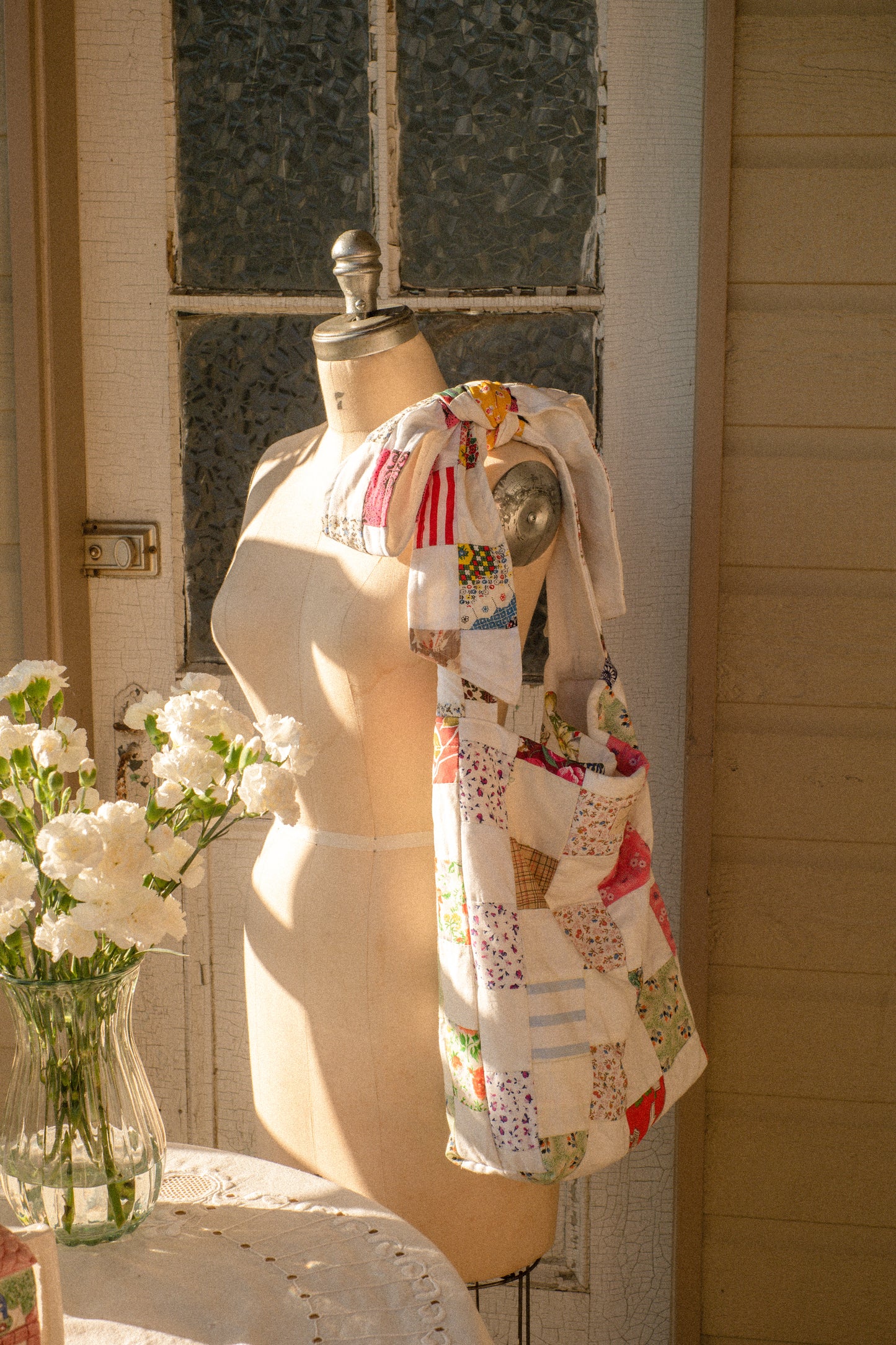 NEW♡ Handmade Ribbon patchwork quilted tote bag - Printemps