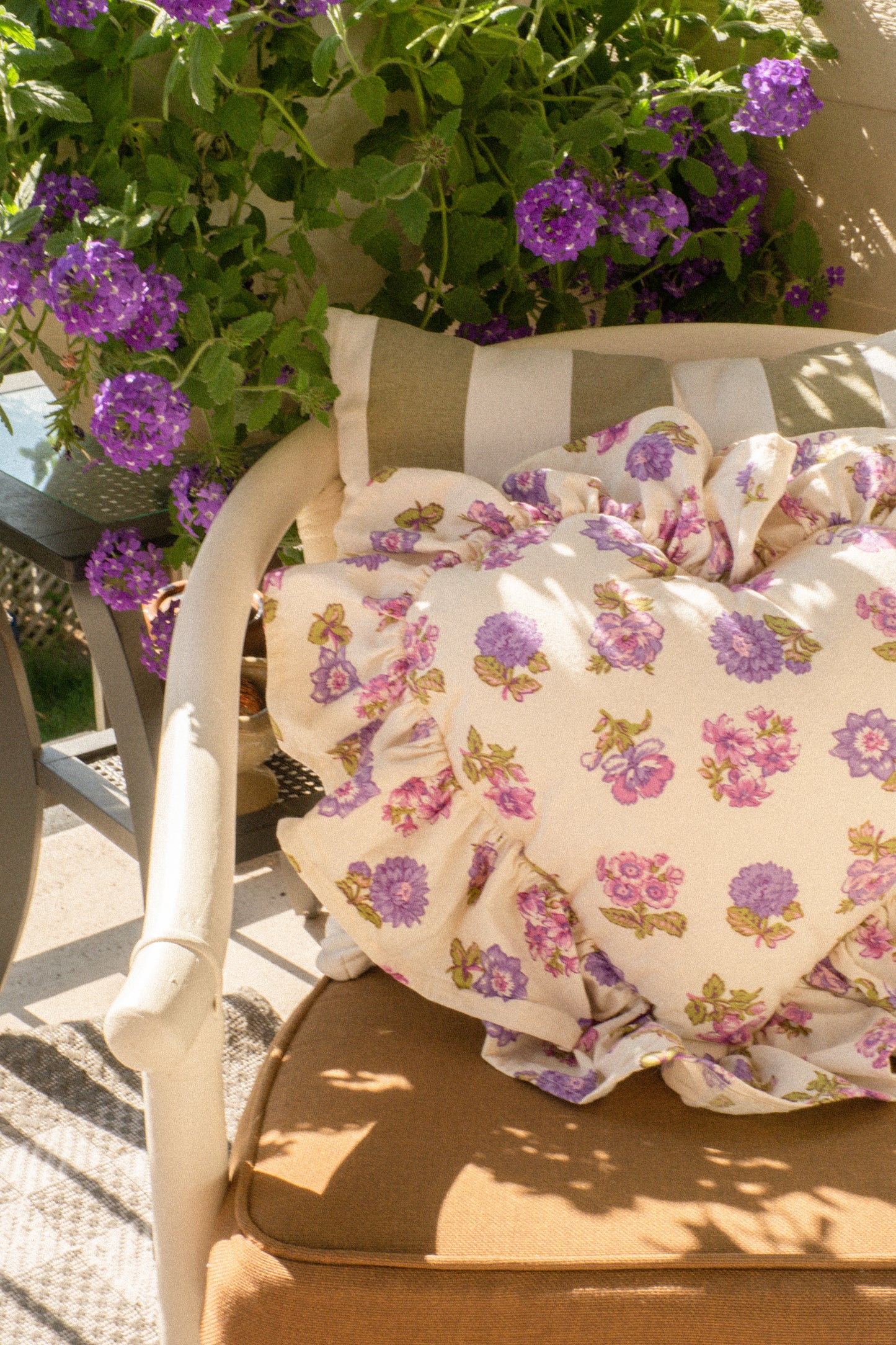 Handmade ruffled heart pillow - Violet