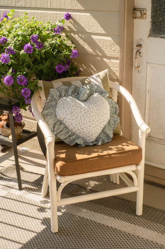 Handmade ruffled heart pillow - babyblue
