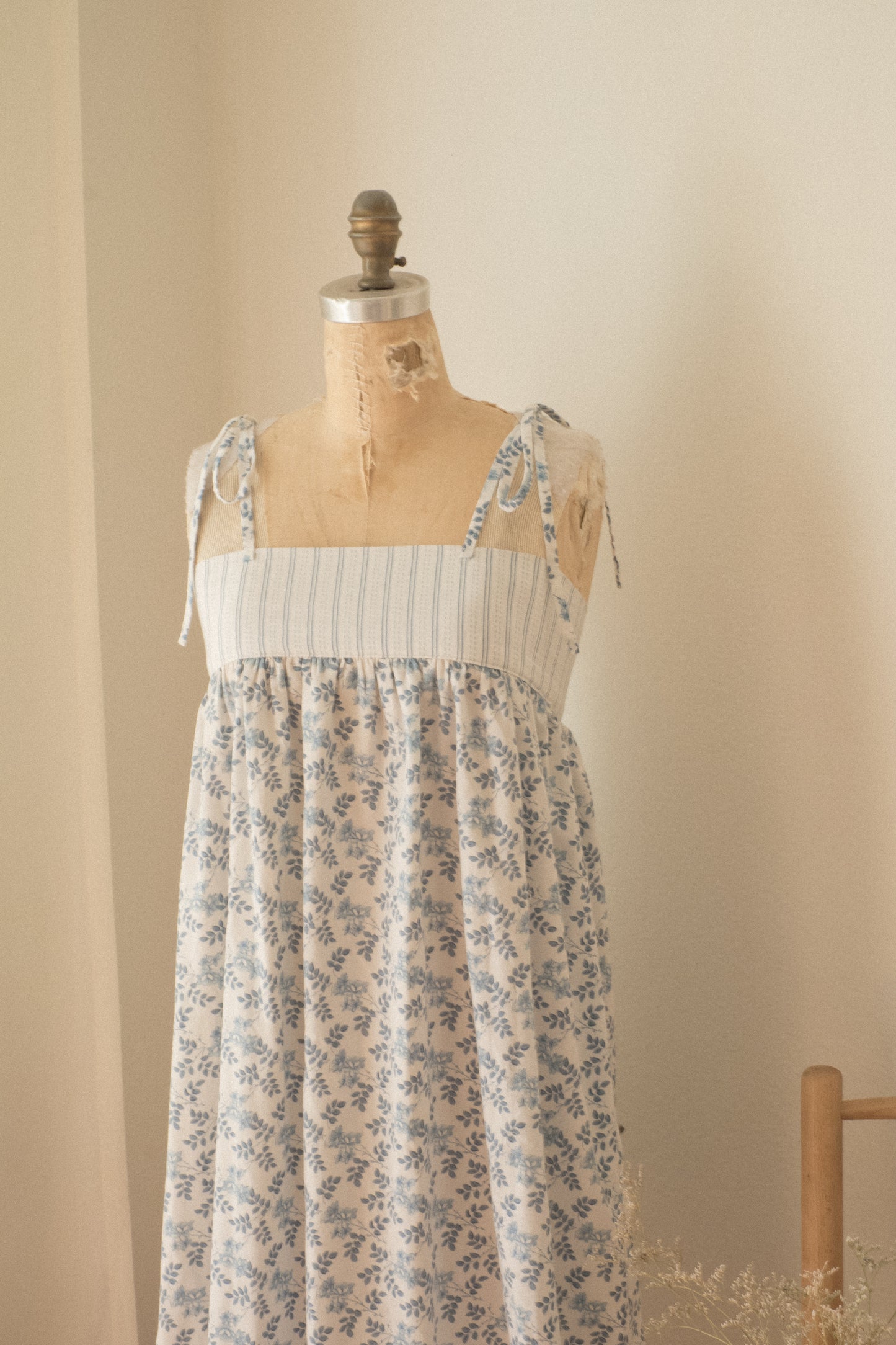 Handmade vintage cotton dressing gown set ♡ porcelain blue