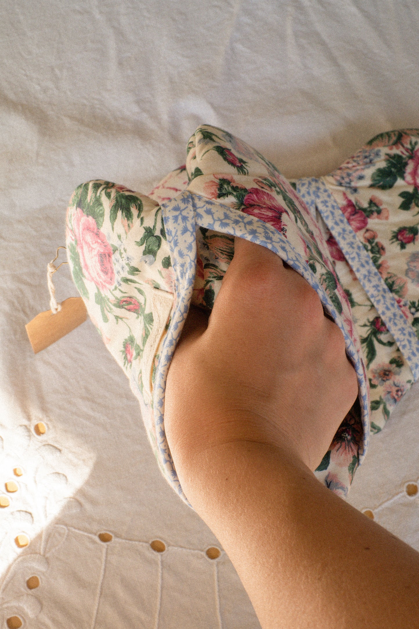 Handmade heart shaped oven mitt set -